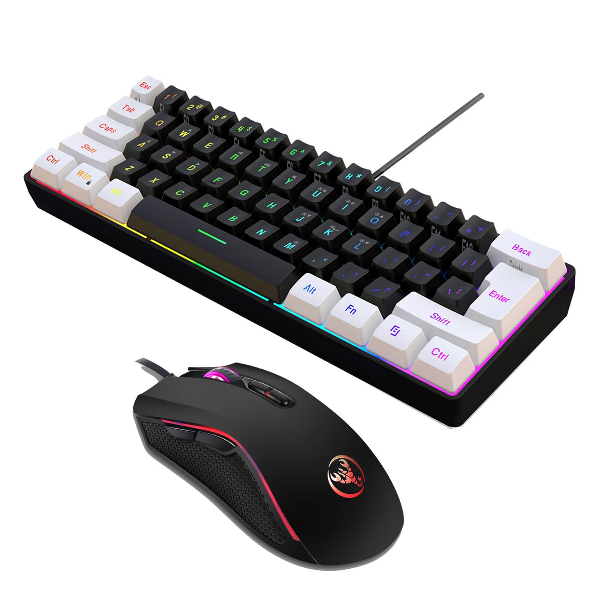 Teclado Mecânico Compacto e Mouse Gamer